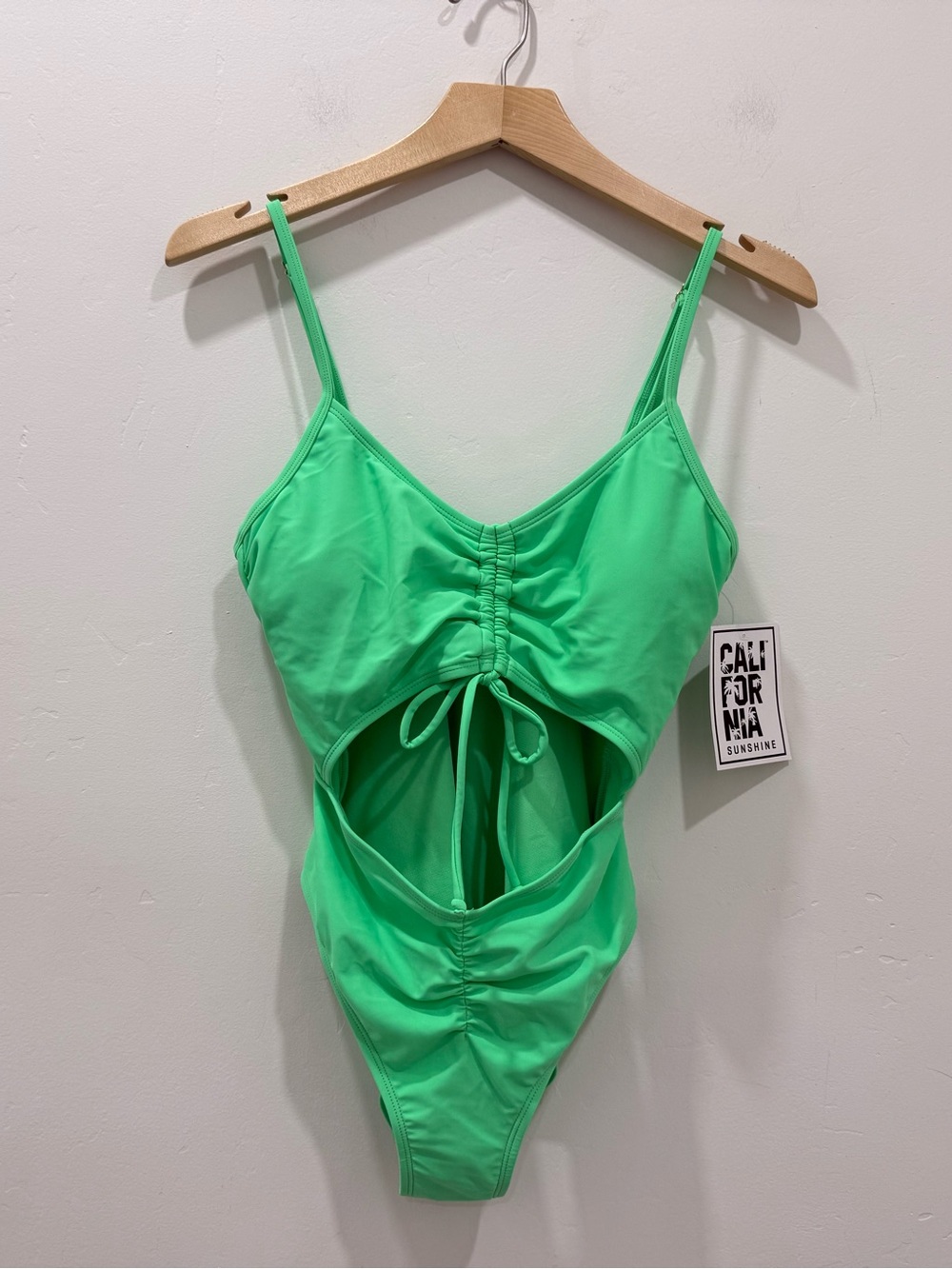 Women’s Neon Green Cut Out One Piece Swimsuit